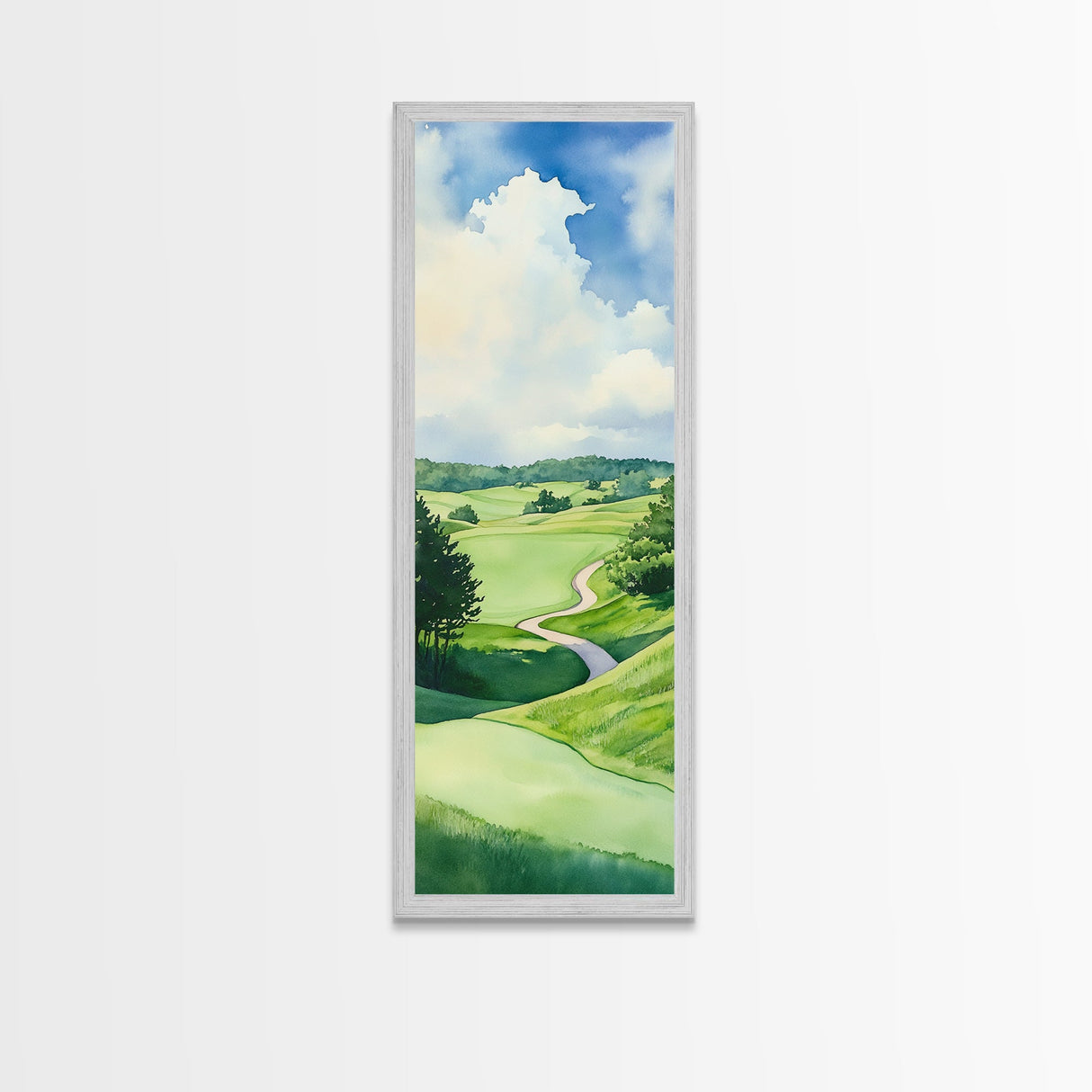 Scenic Golf Art Canvas Print Watercolor Farmhouse Art Above Sofa Wall Art Living Room Art Bedroom Art Vertical Wall Art Rustic Decor Gift