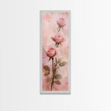 Rose Painting Framed Canvas Print Light Pink Wall Art Botanical Prints Above Sofa Art Living Room Art Rustic Wall Art Gift Idea