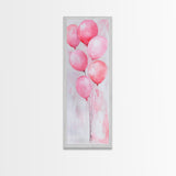 Pink Balloons Wall Art Framed Canvas Print, Light Pink Whimsical Art Vertical Decor, Fun Minimalist Wall Art for Living Room and Dorm