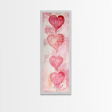 Watercolor Dripping Hearts Framed Canvas Print, Romantic Pink Abstract Art, Light Pink Wall Decor Valentine’s Day Gift Bedroom Art