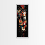 Abstract Horse Painting Framed Canvas Print Colorful Chicano Art Bold Moody Southwest Long Narrow Wall Art Bedroom or Living Room