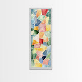 Stained Glass Mosaic Framed Canvas Print Vibrant Moroccan Wall Art Bright Geometric Long Skinny Living Room or Bedroom Decor