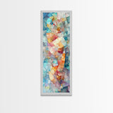 Mosaic Style Framed Canvas Print with Soft Pastel Tones, Mosaic Wall Art, Abstract Art, Vertical Wall Art, Coastal Decor, Bedroom Art