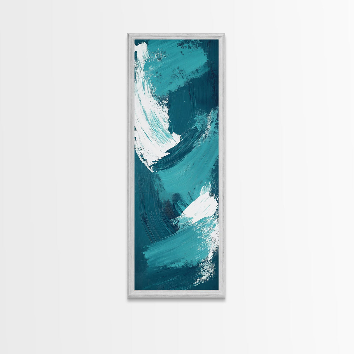 Oceanic Brushstroke Canvas Print in Teal and White, Abstract Art, Coastal Wall Art, Nautical Decor, Minimalist Art, Living Room Art