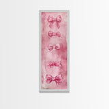 Pink Bows Framed Canvas Print Whimsical Art Light Pink Wall Art Long Narrow Wall Art Tall Skinny Art Dorm Decor Gift Idea