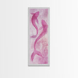 Koi Fish Painting Framed Canvas Print Light Pink Wall Art Long Narrow Wall Art Bedroom Art Above Bed Art Gift Idea Living Room Art