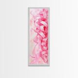 Pink Ribbons Canvas Print Abstract Feminine Wall Art Whimsical Vertical Decor Skinny Boho Gift Idea Light Pink Aesthetic