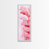 Elegant Hand Fans Framed Canvas Print Chinoiserie Wabi Sabi Wall Art Vertical Pink Decor Skinny Tall Art Light Pink Wall Art