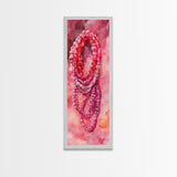 Shimmering Pink Beads Canvas Print Gemstone Painting Whimsical Wall Art Jewelry Lover Gift Vertical Pink Abstract Rustic Art