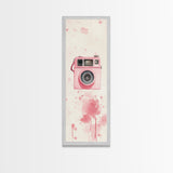 Retro Pink Camera Canvas Print Whimsical Wall Art Photography Lover Gift Living Room Art Vertical Pink Abstract Minimalist