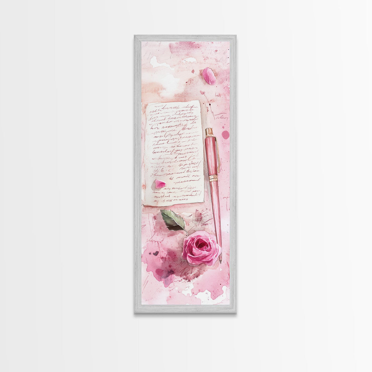 Romantic Pink Rose Painting Framed Canvas Print, Light Pink Wall Art, Floral Bedroom Art, Gift Idea For Her, Rose Botanical Prints