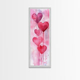 Dripping Heart Art Canvas Print, Moody Abstract Pink Wall Art, Romantic Living Room Art, Extra Vertical Skinny Tall Narrow Artwork