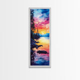 Framed Canvas Print Sunset Reflection Lake Tahoe Art Coastal Decor Nautical Painting Rustic Wall Art Living Room Art Christmas Gift