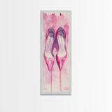 Pink Stilettos Painting Framed Canvas Print Fashion Wall Art Feminine Decor Living Room Artwork Vertical Wall Accent Gift Idea Art