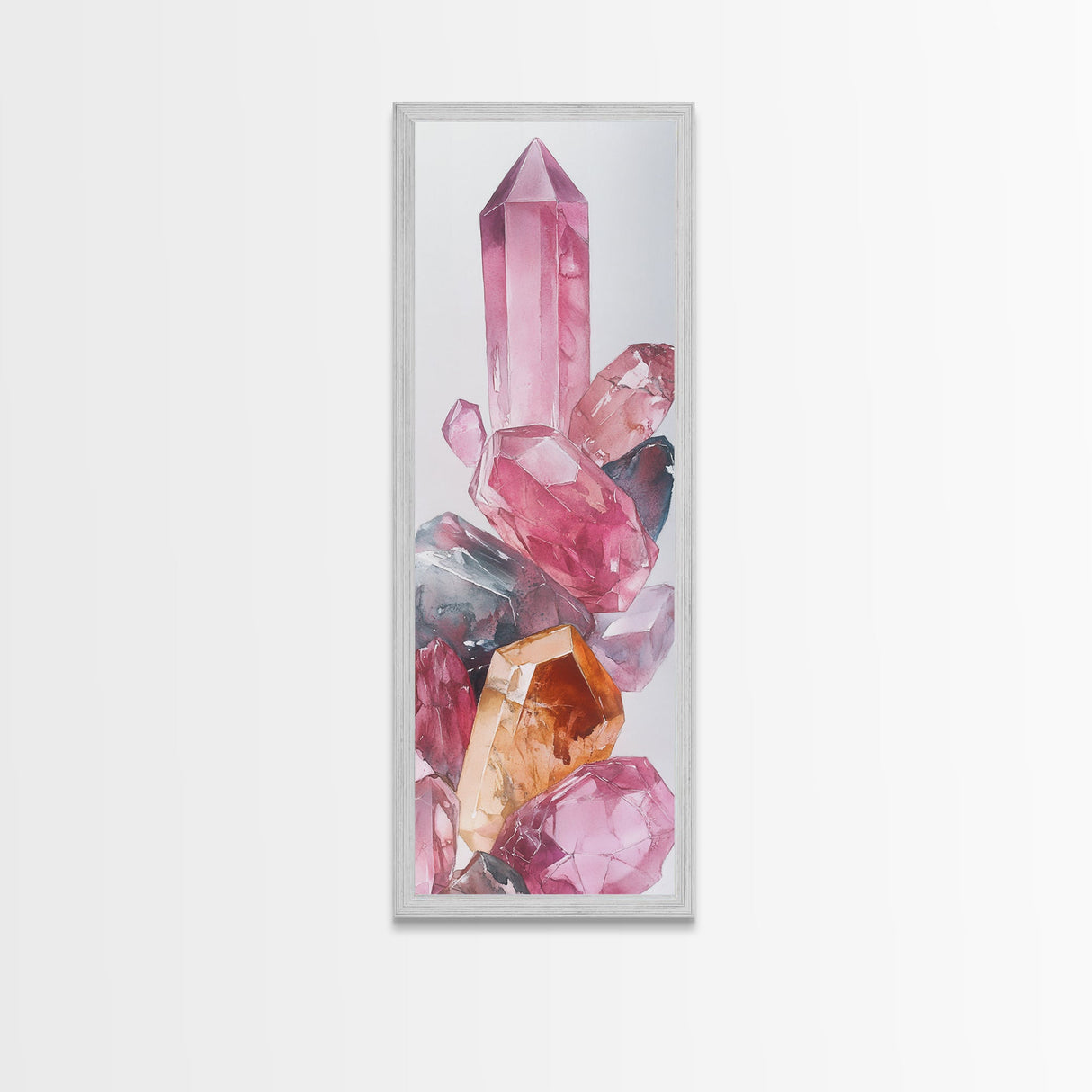 Rose Quartz Gem Canvas Print Gemstone Watercolor Art Unique Bedroom Decor Crystal Lover Light Pink Wall Art Gift Idea