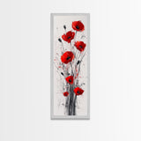 Bright Red Poppy Flower Art Framed Canvas Print Wildflower Painting Botanical Prints Modern Office Rustic Farmhouse Art