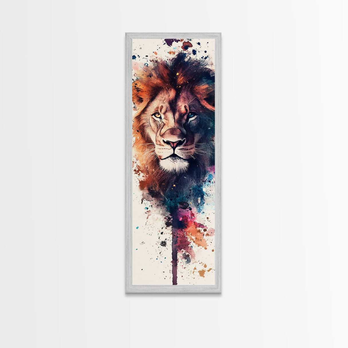 Canvas Print Lion Wall Art African Art Whimsical Style Long Narrow Wall Art Guest Room Decor Safari Animal Painting Christmas Gift