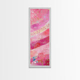 Pink and Gold Abstract Canvas Print, Whimsical Blotter Art with Metallic Accents, Vibrant Vertical Art for Bright and Creative Spaces