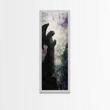 Praying Angel Silhouette Framed Canvas Print Angel Art Prints Gothic Wall Art Moody Art Vertical Living Room Spiritual Decor