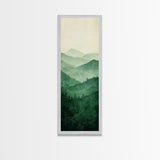 Smoky Mountain Layers Framed Canvas Print Serene Landscape Painting Green Nature Scene Above Sofa Art Living Room Decor
