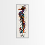 Vibrant Peacock Art Canvas Print with Boho Decor Elements and Colorful Whimsical Art, Perfect Vertical Wall Art Gift Idea