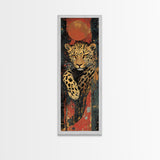 Striking Leopard Canvas Print with Abstract Background, Bold Wild Cat Wall Art, Ideal for Rustic Decor and Living Room Accent