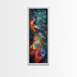 Ethereal Peacock Art Framed Canvas Print, Rustic Decor Accent Ideal for Moody Art and  Home Décor, Vibrant Bird Art