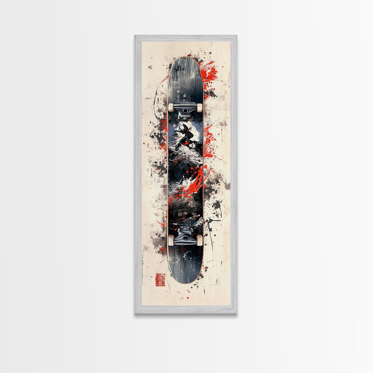 Graffiti Style Skateboard Canvas Print, Abstract Red and Black Wall Art, Urban Skateboard Art, Gift Idea for Living Room or Bedroom