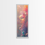 Ethereal Bubble Abstract Framed Canvas Print in Soft Pastels, Light Pink Wall Art Ideal for Bedroom or Contemporary Spaces