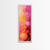 Abstract Pink Orange Swirl Framed Canvas Print, Vertical Skinny Art, Light Pink Dorm Wall Art, Minimalist Modern Art Decor