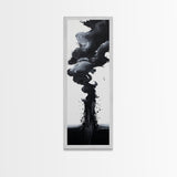 Smoke Abstract Art Canvas Print Black White Contemporary Modern Home Decor Moody Wall Art Vertical Long Narrow Artwork