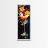 Abstract Martini Art Framed Canvas Print | Espresso Martini Wall Art | Cocktail Art | Kitchen Decor | Whimsical Art | Vertical Wall Art