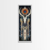 Dreamcatcher Deer Canvas Print Featuring Boho Sacred Geometry Art, Native Inspired Dark Angels Wall Art Ideal For Gift Idea