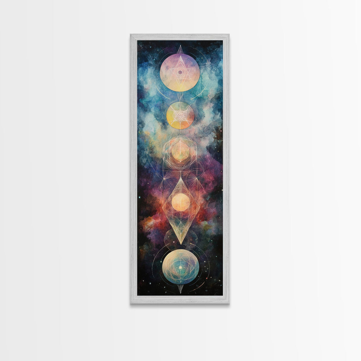 Galactic Chakra Canvas Print With Sacred Geometry Art, Wabi Sabi Inspired, And Therapy Art For Bedroom Or Meditation Spaces