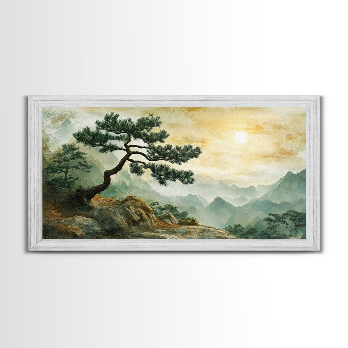 Mountain Landscape Pine Tree Canvas Print Nature Art Zen Wall Art Rustic Decor Horizontal Artwork Bedroom Above Couch Wall Art