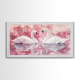 Elegant Swan Painting Framed Canvas Print Featuring Swan Painting and Moody Art Pink Wall Art Bedroom Wall Art Romantic Living Decor