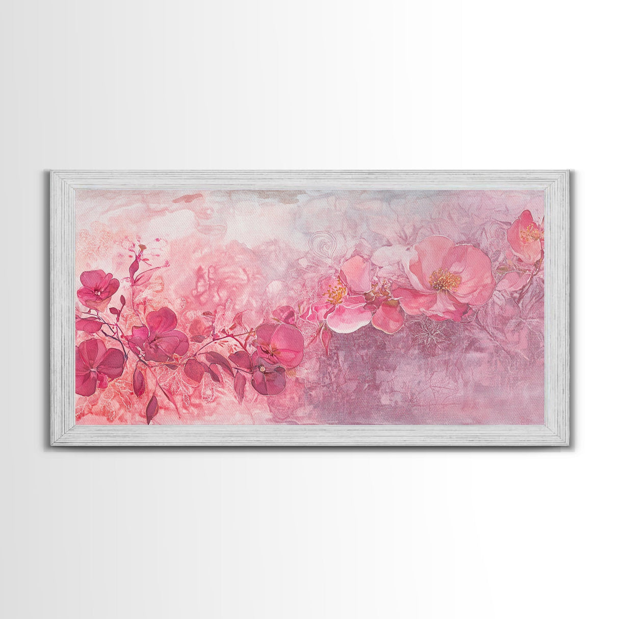 Orchid Bliss Canvas Print Featuring Botanical Prints and Moody Art Pink Wall Art Long Narrow Wall Art Farmhouse Rustic Home Decor