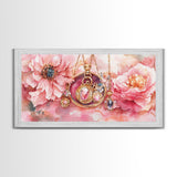 Pink Gemstone Jewelry Canvas Print, Feminine Elegant Artwork, Glamorous Rose Painting, Living Room Wall Art, Unique Decorative Gift