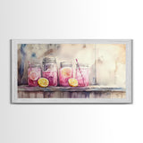 Lemonade Jars Canvas Print | Lemon Painting | Food Review Kitchen Art | Rustic Farmhouse Wall Art | Summer Kitchen Decor Canvas Print