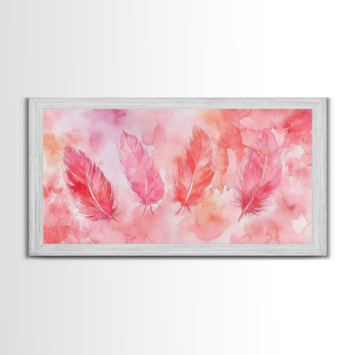 Soft Pink Feathers Canvas Print Whimsical Art Light Pink Wall Art Skinny Wall Art Minimalist Art Above Sofa Rustic Decor
