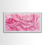 Soft Rose Canvas Print, Light Pink Abstract Art of Petals with Minimalist Style, Feminine Wall Decor for Living Room or Bedroom