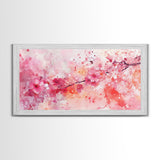 Vibrant Cherry Blossom Canvas Print | Pink Orange Wall Art | Spring Inspired Artwork | Living Room Above Sofa Decor | Horizontal Art