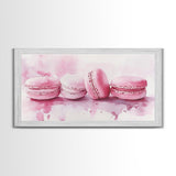 French Macaron Canvas Print | Pink Kitchen Wall Art | Food Inspired Artwork | Framed Pastel Dessert Art | Unique Dining Room Decor