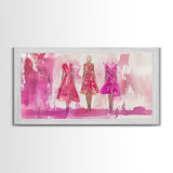 Chic Pink Dress Canvas Print | Fashion Inspired Artwork | Retro Pink Abstract Wall Art | Bedroom or Boutique Framed Decor | Trendy Art