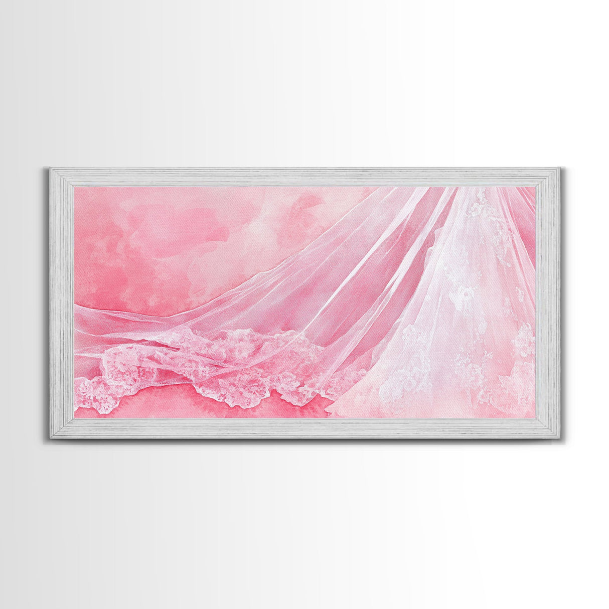 Wedding Veil Pink Abstract Art Canvas Print, Light Pink Wabi Sabi Art Wall Decor, Romantic Bedroom Art Unique Gift Idea