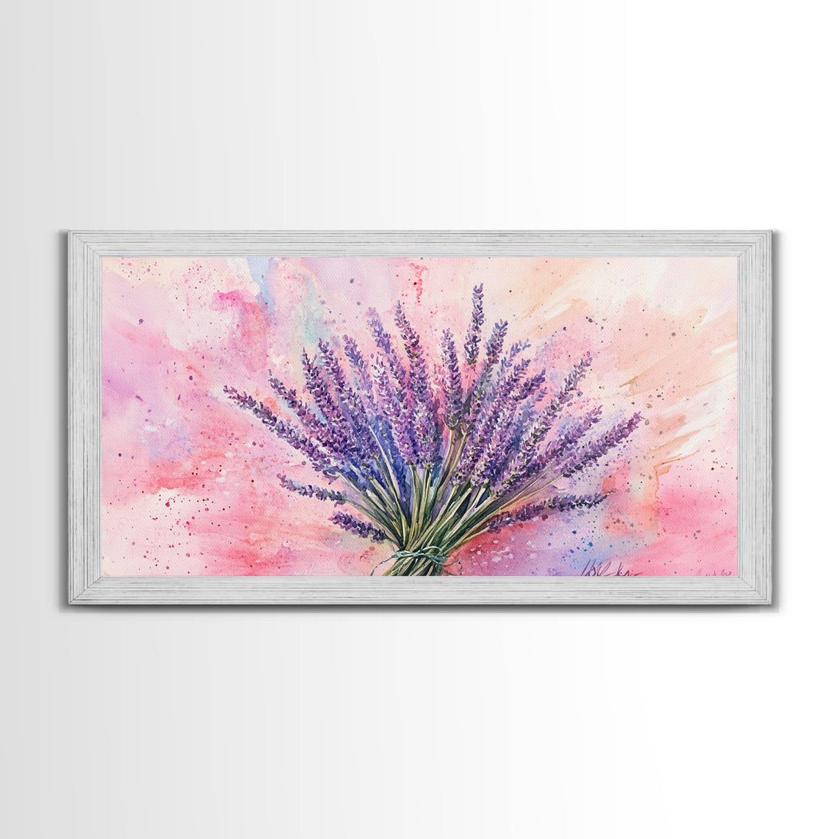 Lavender Bouquet Canvas Print, Purple and Pink Wall Art, Rustic Farmhouse Art, Botanical Painting, Above Bed or Guest Room Decor