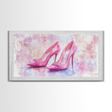 Glamorous Pink High Heels Canvas Print, Fashion Art, Whimsical Room Decor, Light Pink Wall Art, Feminine and Stylish Bedroom Art