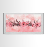 Floral Garland Canvas Print California Poppy Art Horizontal Wall Art Rustic Decor Farmhouse Style Wildflower Painting Gift Idea