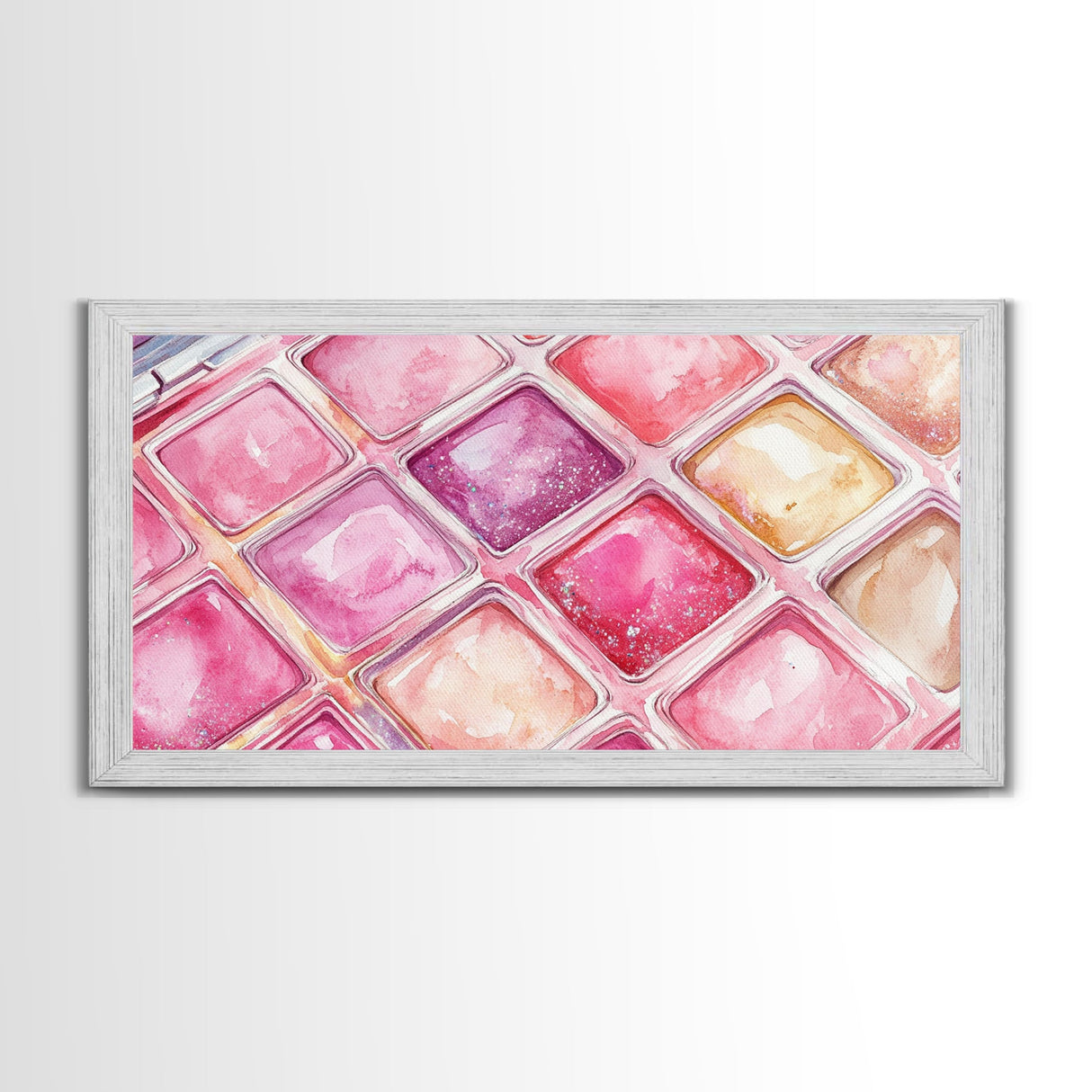 Shimmery Pink Palette Canvas Print Minimalist Makeup Art Light Pink Wall Art Dorm Room or Beauty Studio Aesthetic Gift Idea