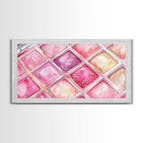 Shimmery Pink Palette Canvas Print Minimalist Makeup Art Light Pink Wall Art Dorm Room or Beauty Studio Aesthetic Gift Idea